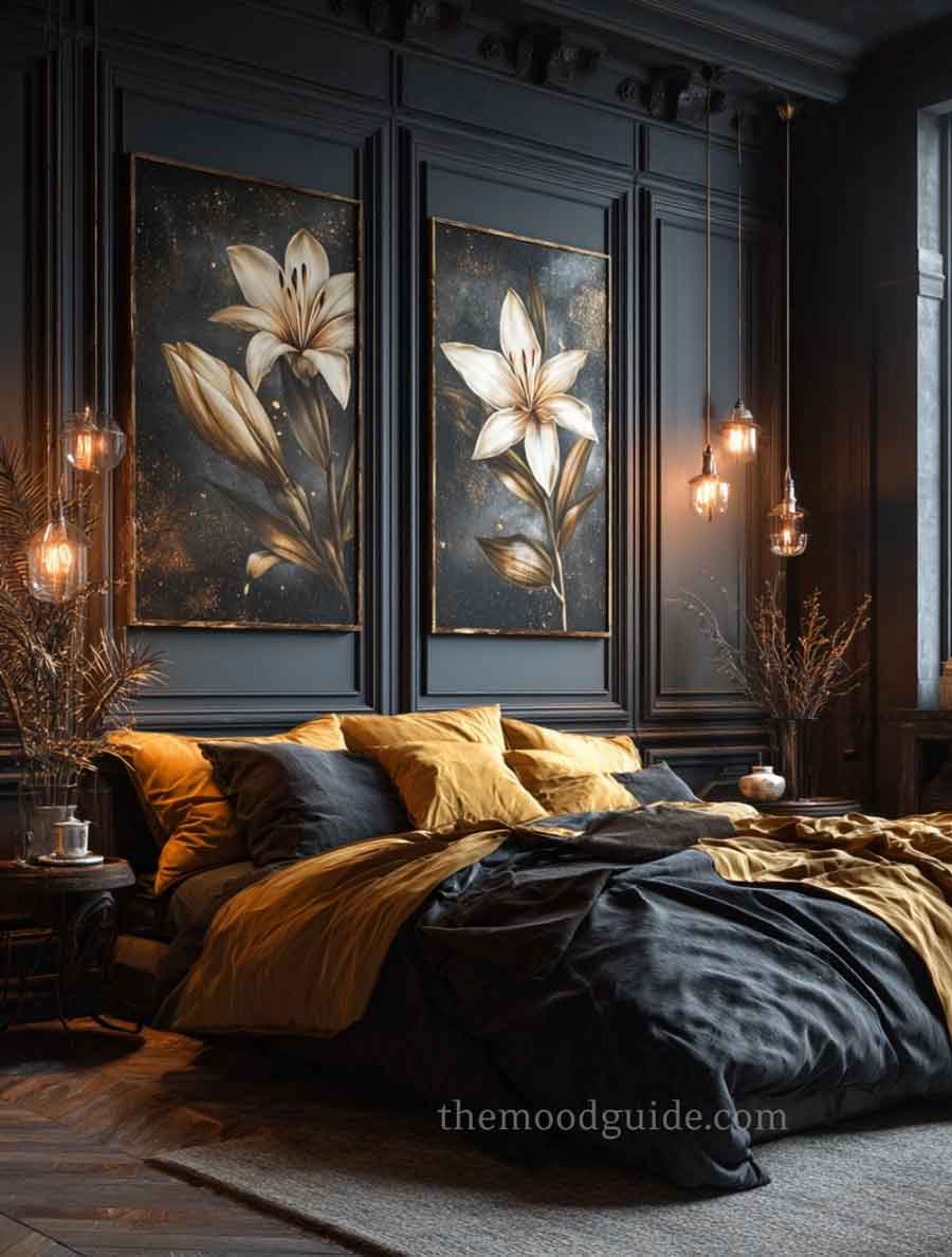 lilly flower themed luxury bedroom
