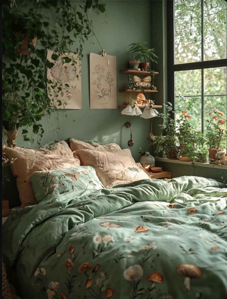 green witch aesthetic bedroom