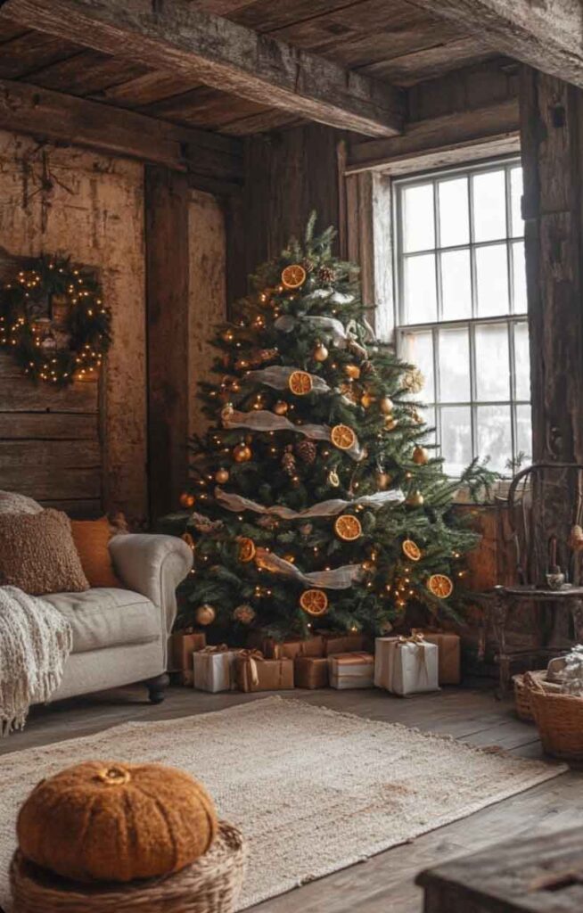 rustic natural cottagecore christmas tree