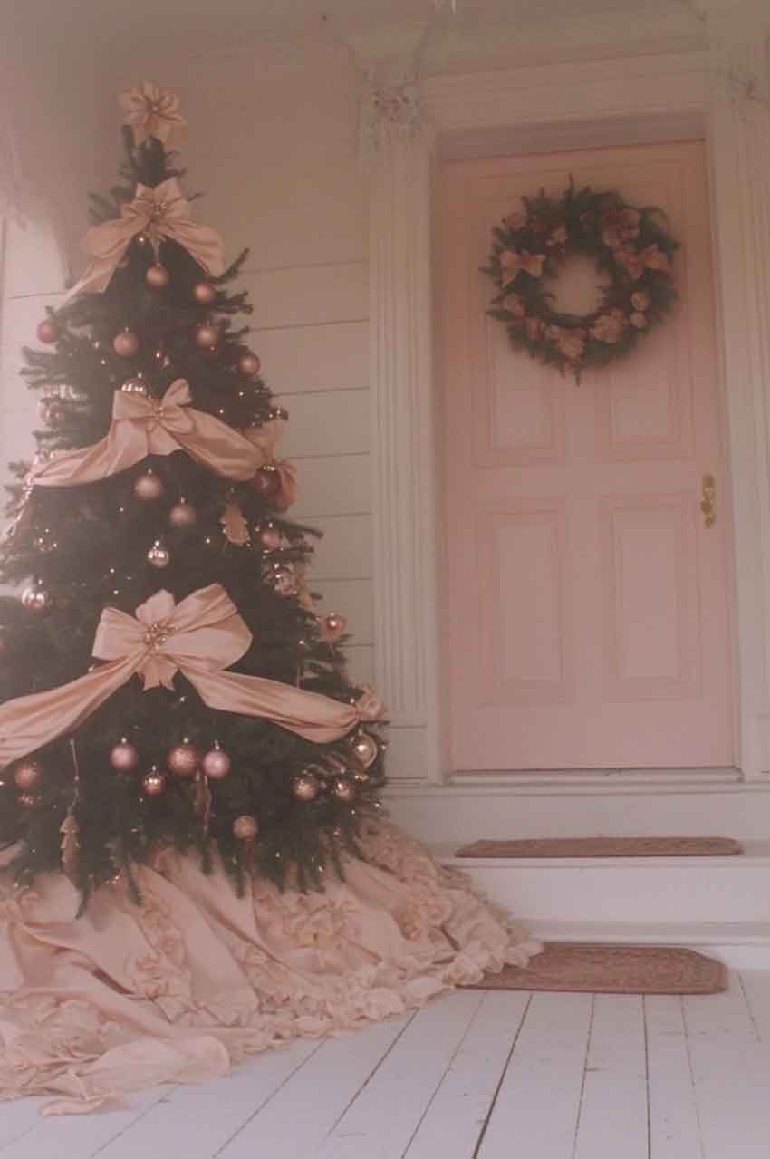 pink aesthetic rose gold christmas tree with ornaments