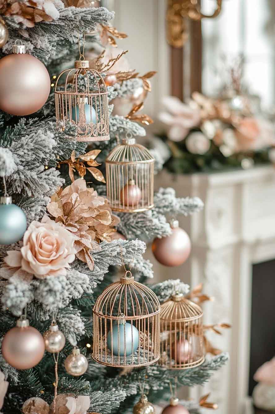 gold luxury feminine flocked christmas tree