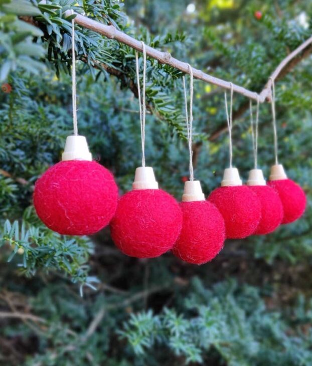 chic minimal ornaments red and white