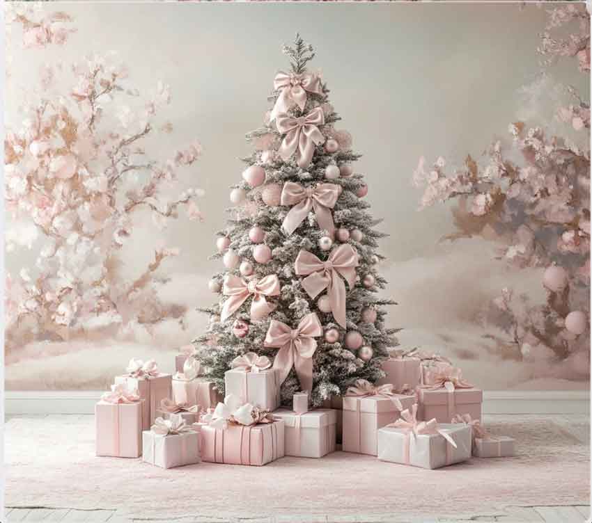 blush pink, rose gols and silver christmas tree