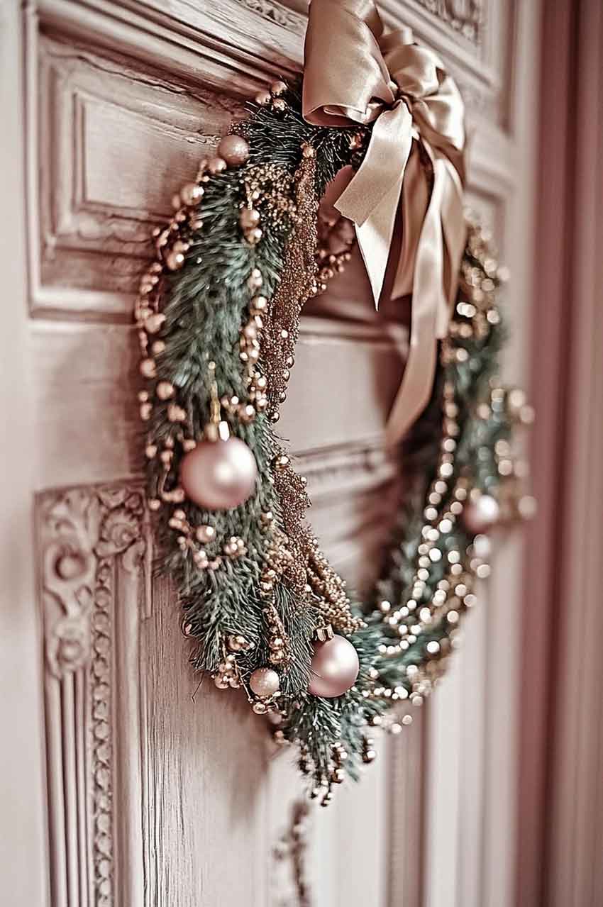 rose gold garland. royalcore gold christmas decorations