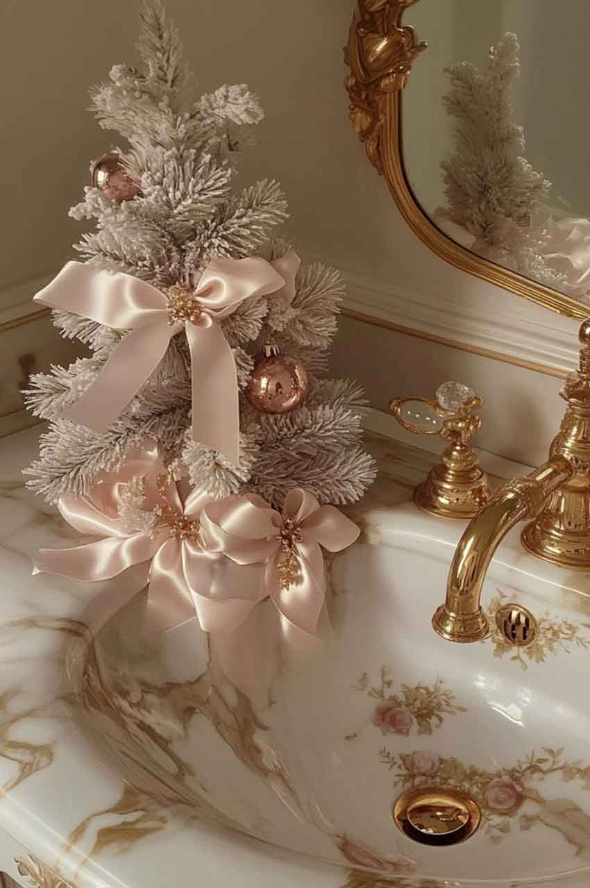 royalcore aesthetic bathroom  christmas tree decoration