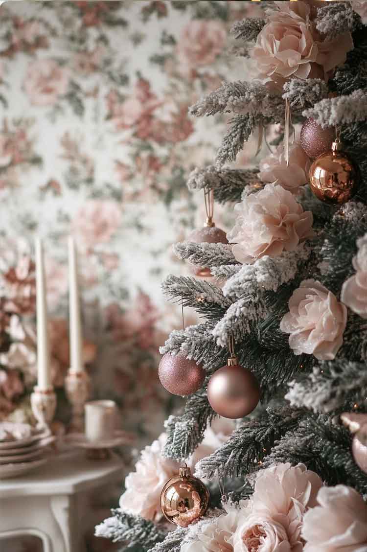 pink amd blush christmas tree decorations