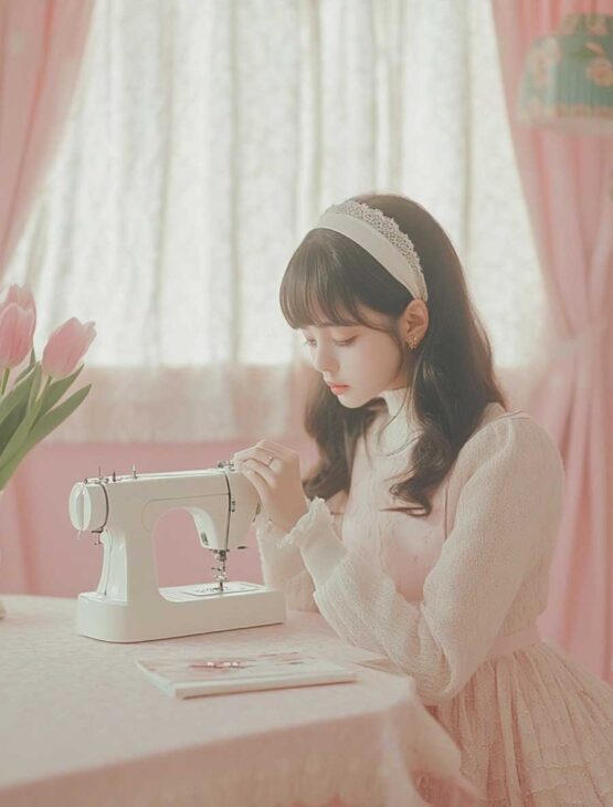 cute korean kawaii dolette aesthetic hairstyle.  sewing aesthetics