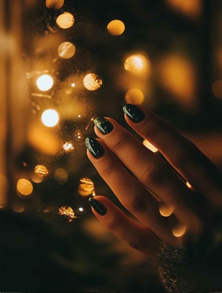 emerald green christmas nails