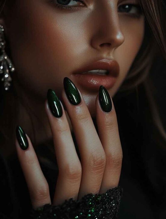 edgy christmas nails emerald green