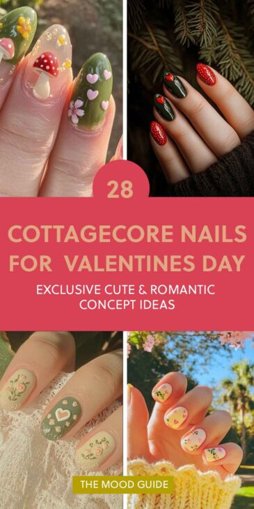 cute cottagec0re  aesthetic nails with heart design and strawberry for valentines day. Exclusive concepts to reproduce