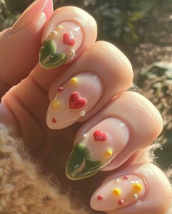 spring cute cottagecre nails for valentines day