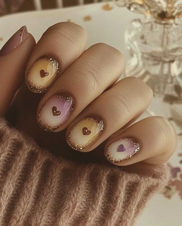 cute cottagecore nail ideas for valentines day on very short nails