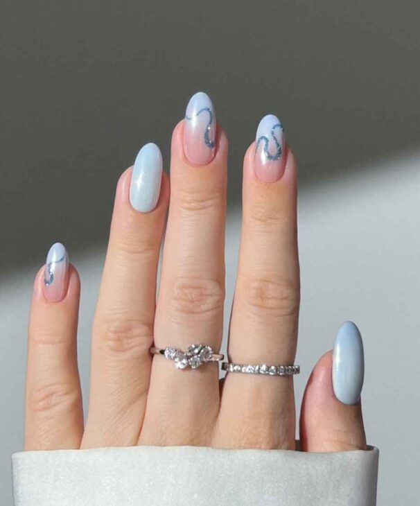 light blue aesthetic christmas nails