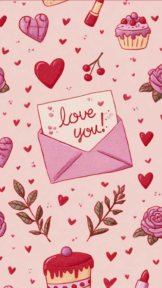 lovely letter art valentines day phone wallpaper
