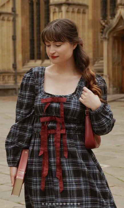 dark academia plaid dress outfit