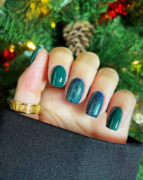 festive slytherin nail art for christmas