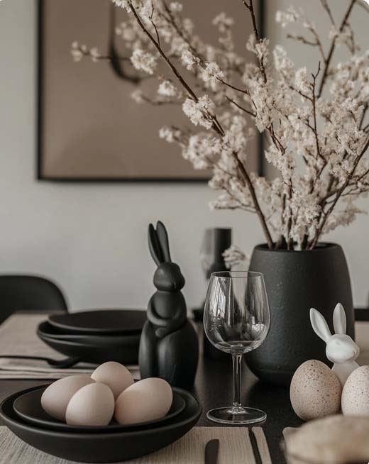 modern elegant easter tablescape