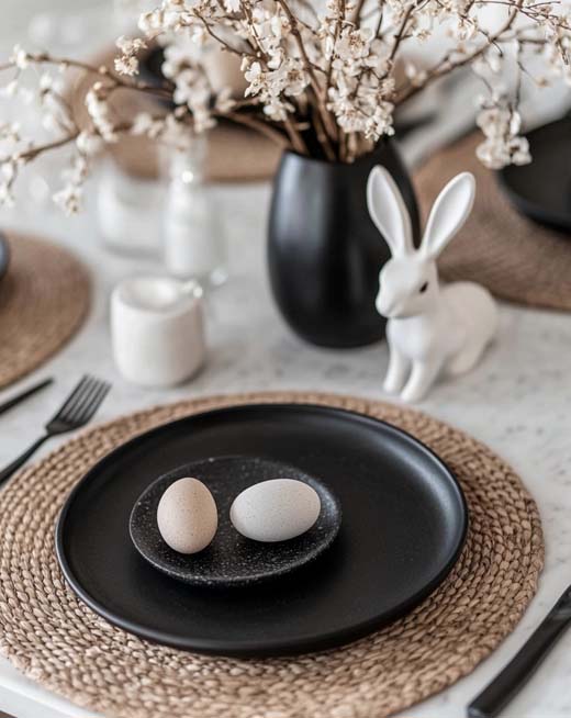 modern simple easter tablescape