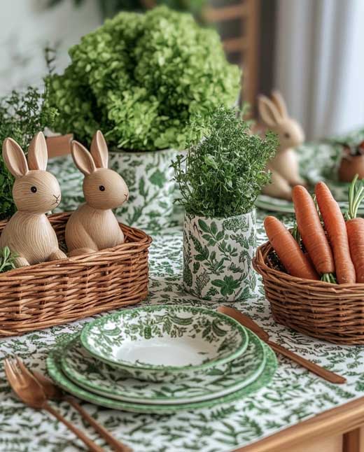 green natural easter tablescape