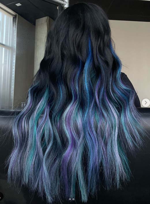 silver, green, blue purple mermaidcore sea witch hair color