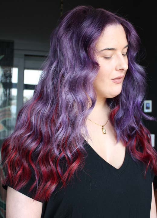 red and purple hair color