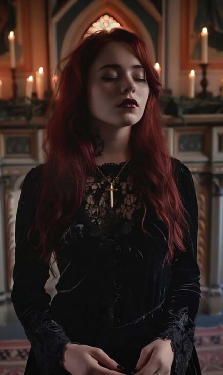 witchy goth aesthetic red hair color