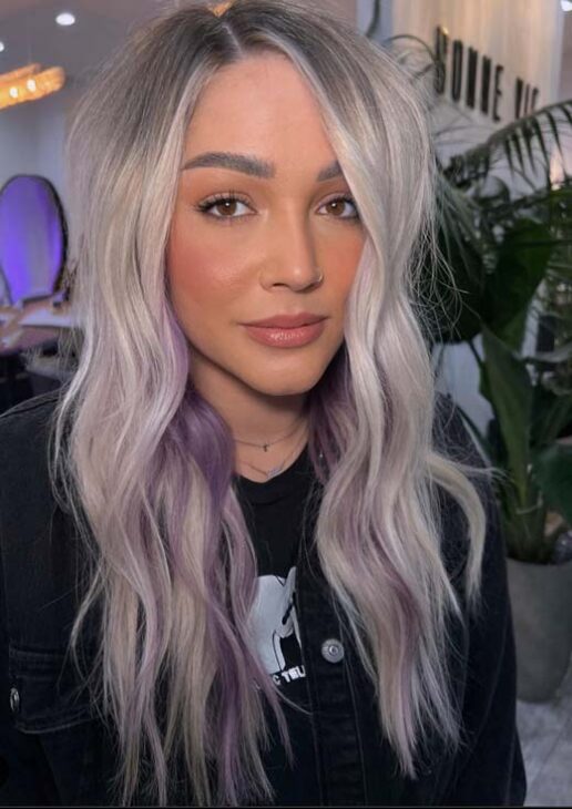 silver blond hair with lavender witch haircolor