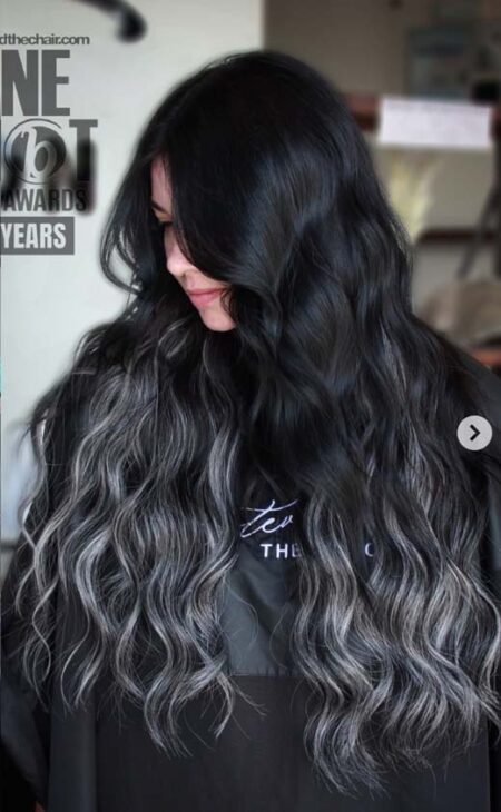 silver and black witchy hairstyle