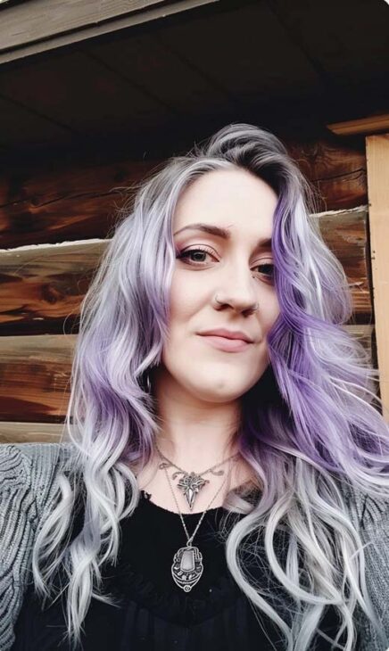 ashy grau hair with lavender spring witch hair color