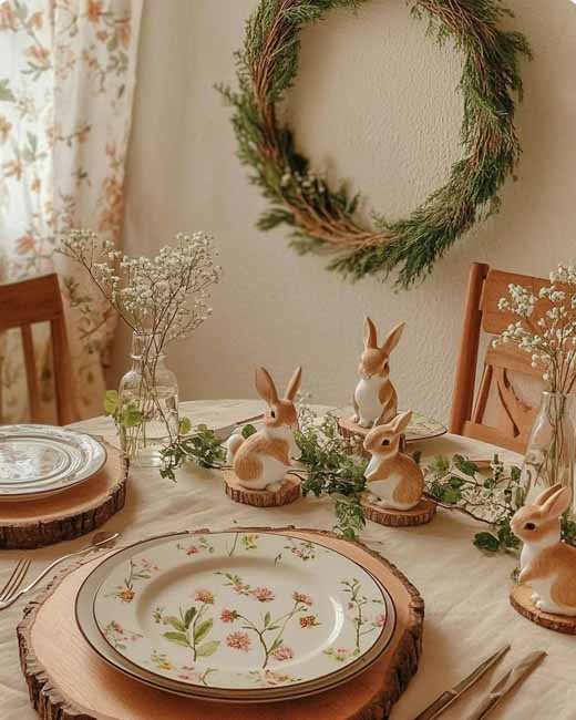 cute simple rustic vintage easter cottagecore tablescape