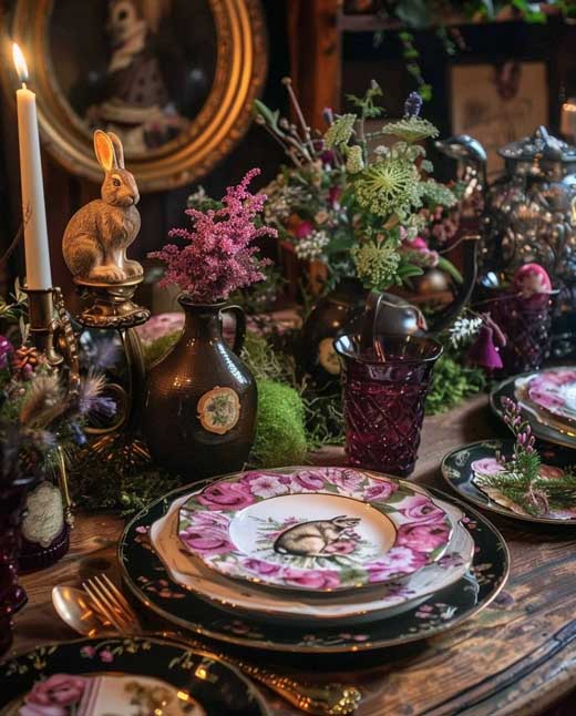 witchy ostara easter tablescape