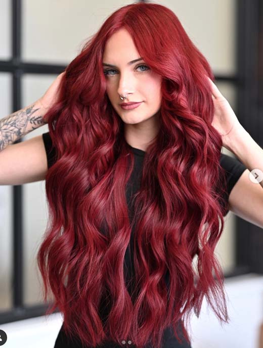 long wavy red hair witchcore