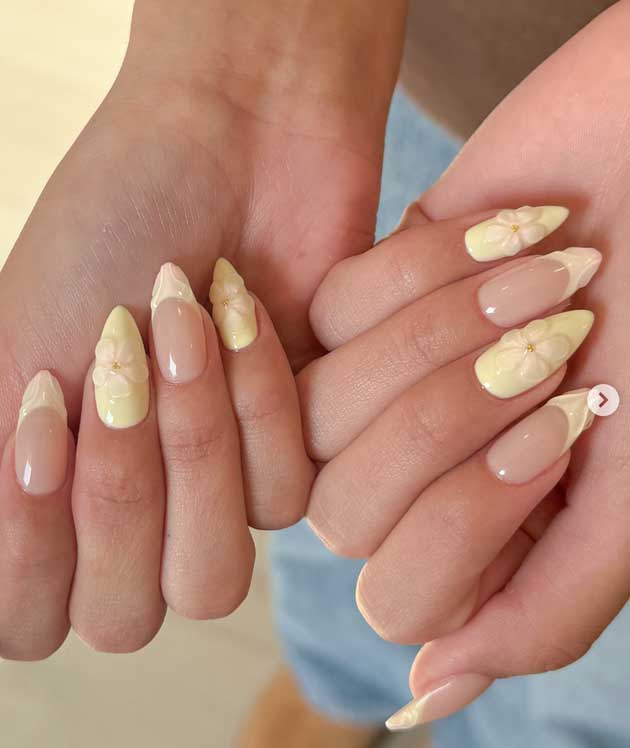 butter yellow nails with 3d