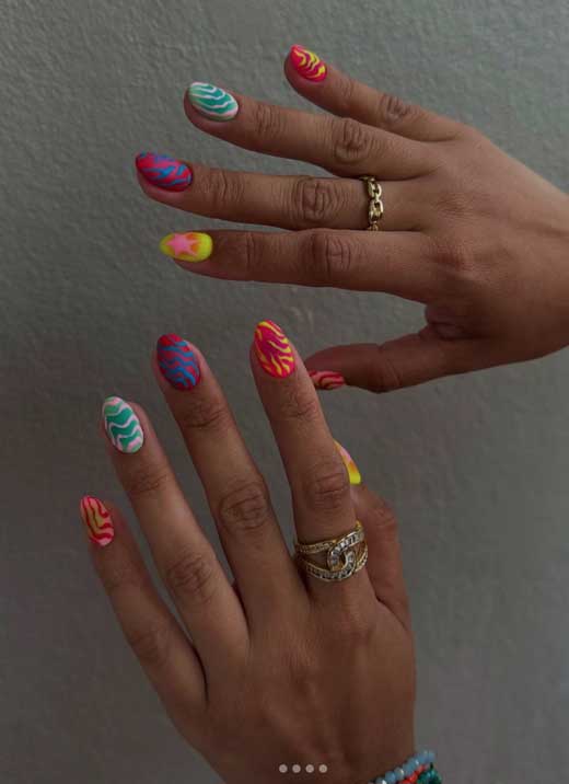 Colorful and aesthetic neon summer nail art party