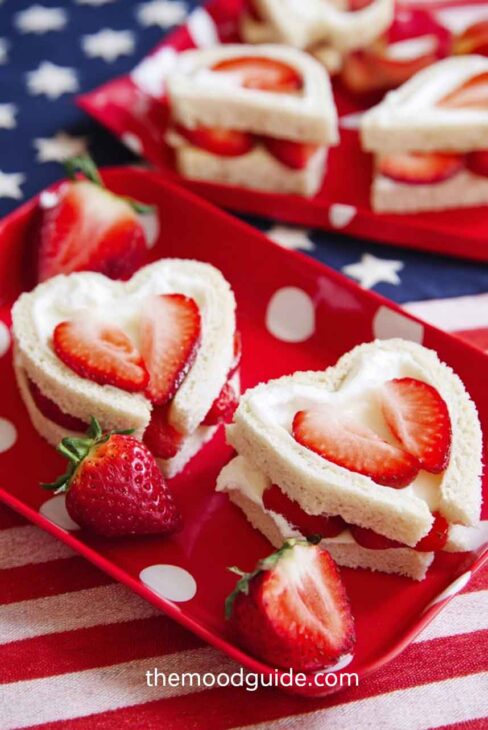 4th of july strawberry brie sliced sandwiches 