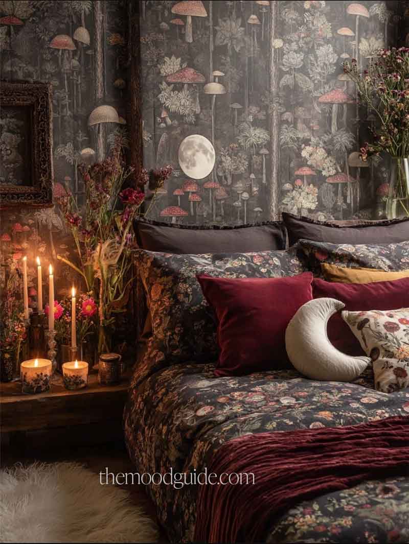 dark cottagecore witch bedroom