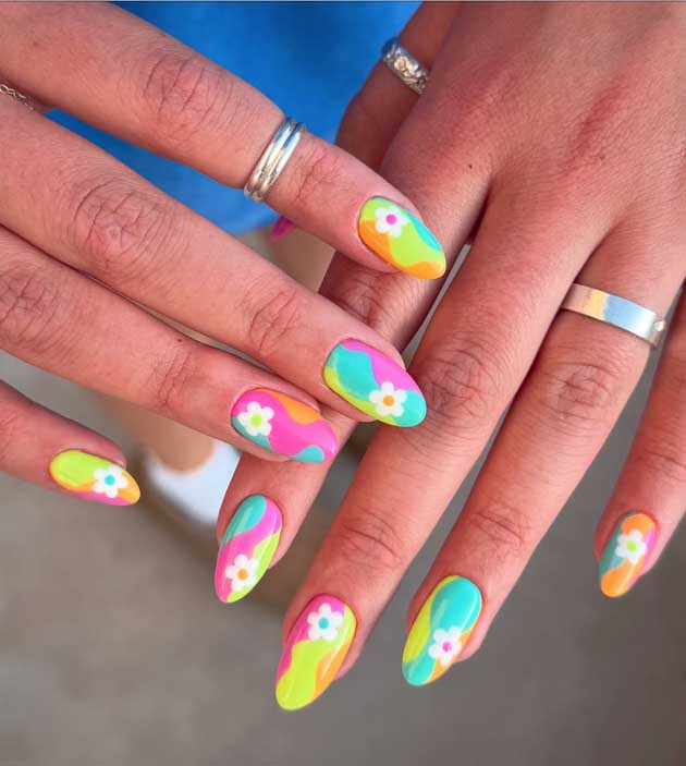 bright cute and colorful summer nails