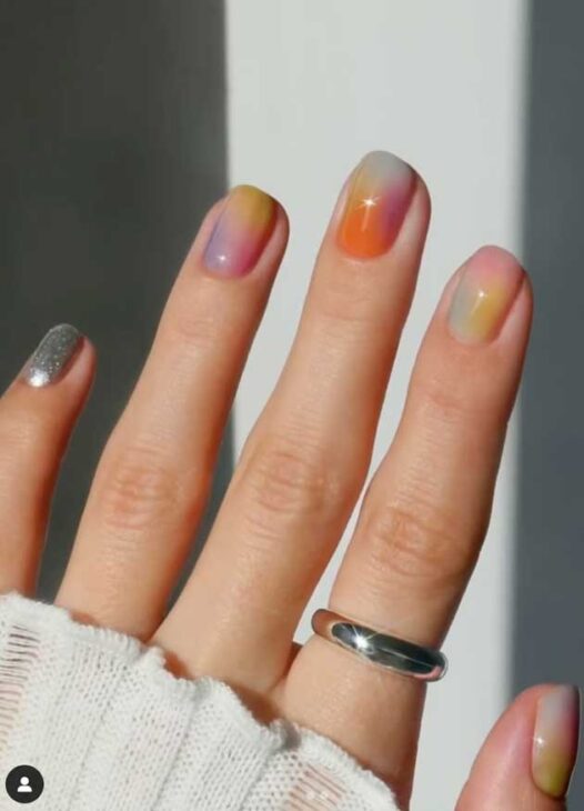 cute  short square ombre summer nails
