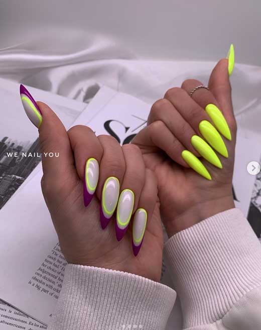 bright neon yellow nails