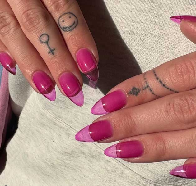jelly hot pink summer nails