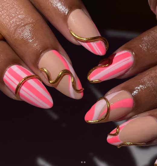 neon pink and gold