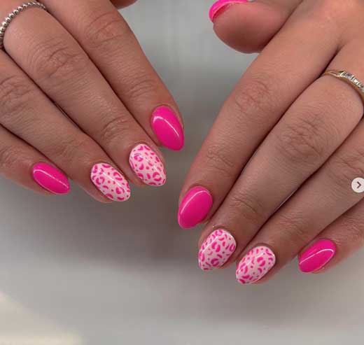 neon pink leopard neon nails
