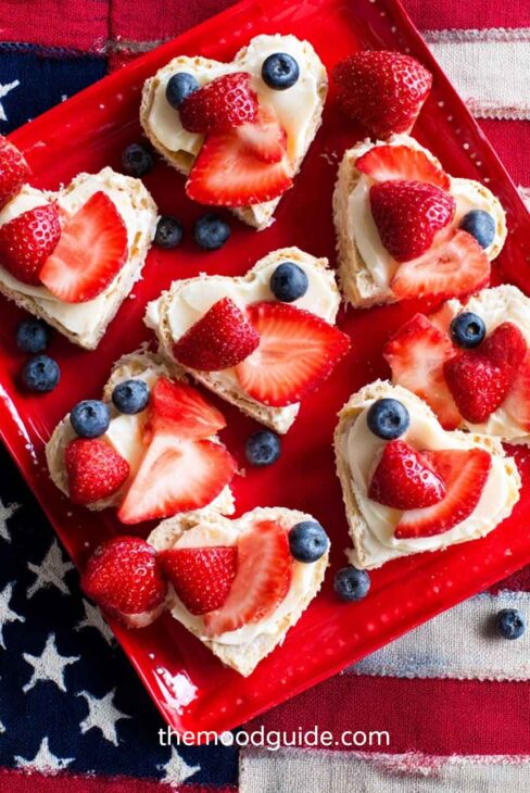 Sliced strawberry and brie sandwiches for easy 4of july food idea 