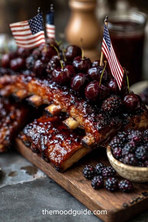 4th of july main dish barbecue glazed grilled ribs