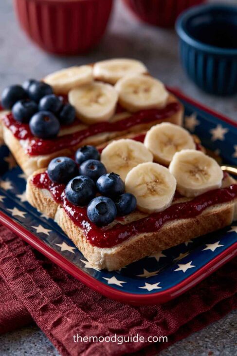 mini flag toasts 4th of July healthy snack for kids