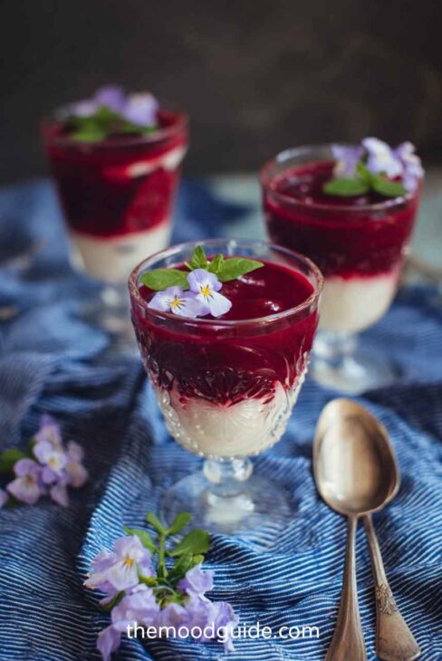 layered red berry panna cotta dessert for 4th of july
