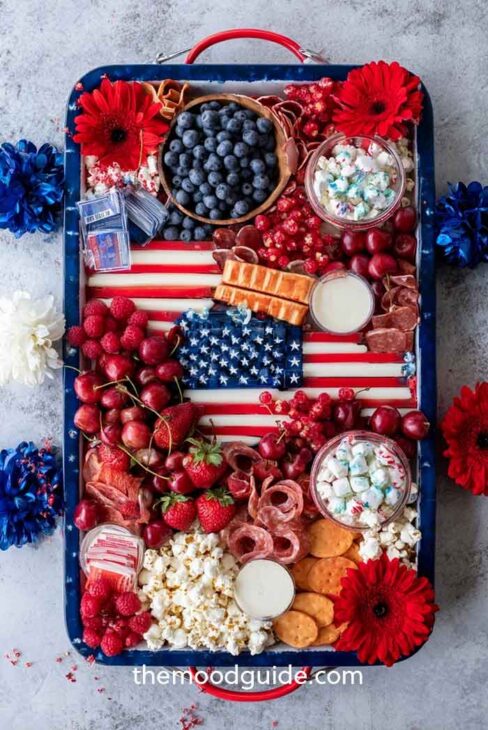 aesthetic 4th of july charcuterie platter simple and easy