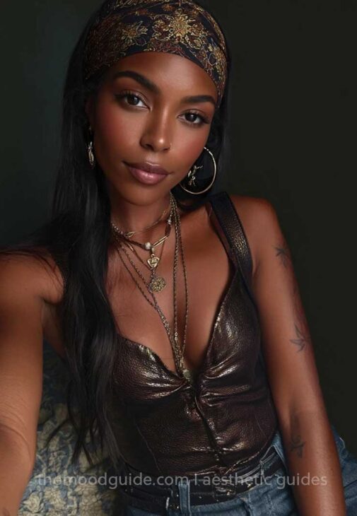 long black and straight latina hair with headscarf