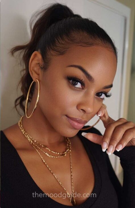 simple luxury ponytail baddie hairstyle