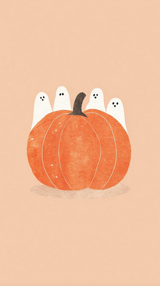 cute pumpkin ghost minimal fall wallpaper